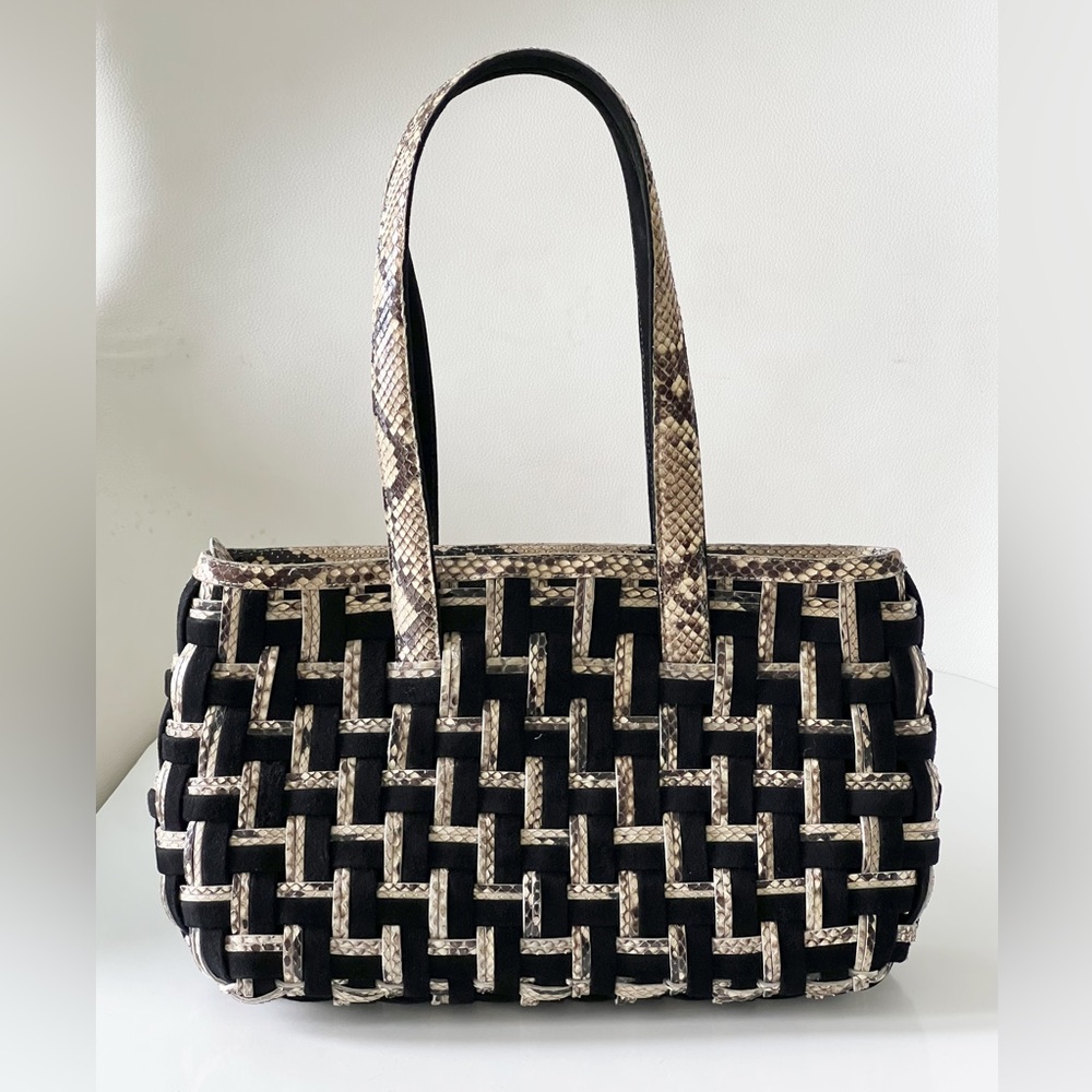 Nancy Gonzalez Python Suede Woven Snake Skin Purs… - image 4